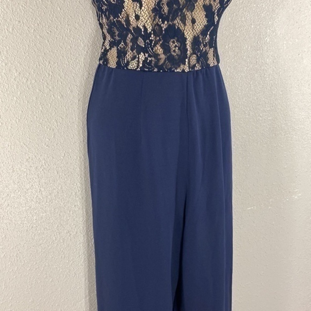 NWT Francesca’s Mi Amor Jean navy lace jumpsuit - Picture 7 of 11